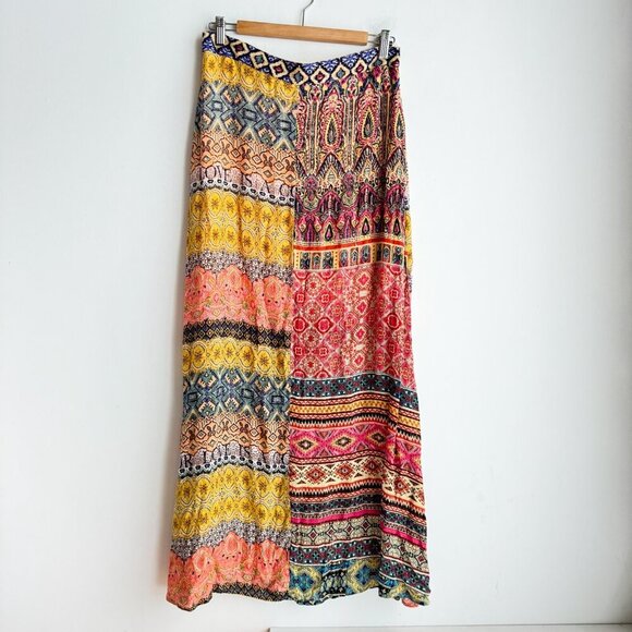 Desigual Patchwork Paisley Colourful Button front Maxi Skirt - Picture 6 of 7